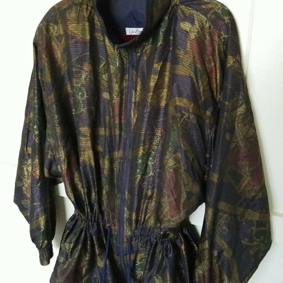 VTG LAVON by Cheerful Corp Windbreaker Jacket XL Shimmer Paisley Made in Taiwan - Picture 1 of 12